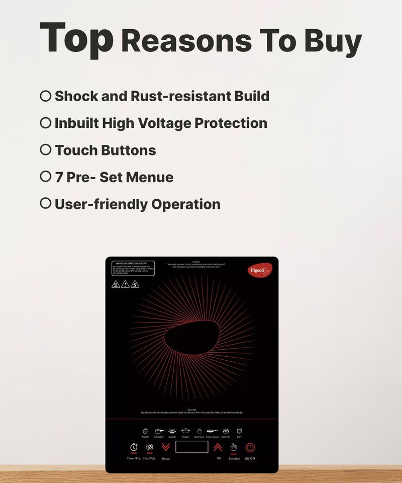 Pigeon 1800W Induction Cooktop Black - Image 4