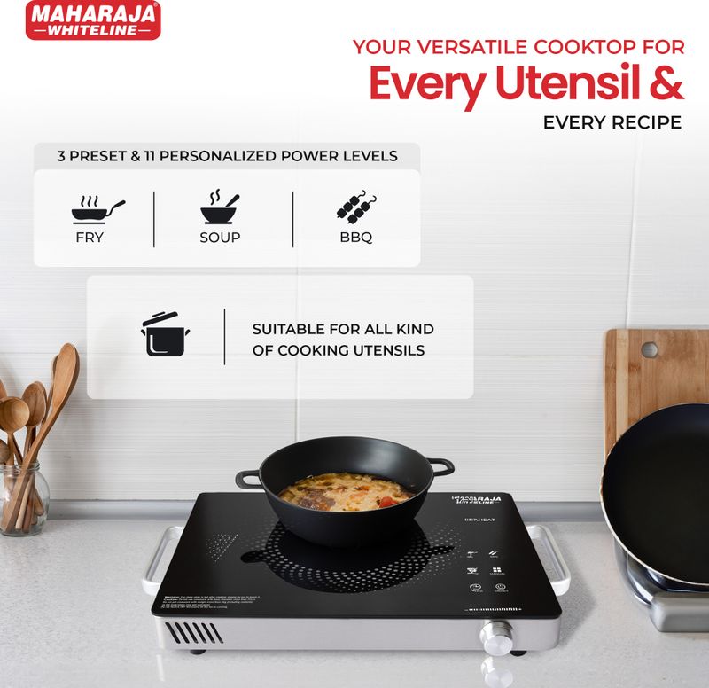 MAHARAJA WHITELINE 2200 W इंडक्शन कुकटॉप टच पैनल (काला, Infrared - Image 5