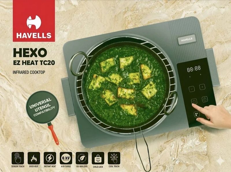Havells 2000W Infrared Cooktop, Grey - Image 6