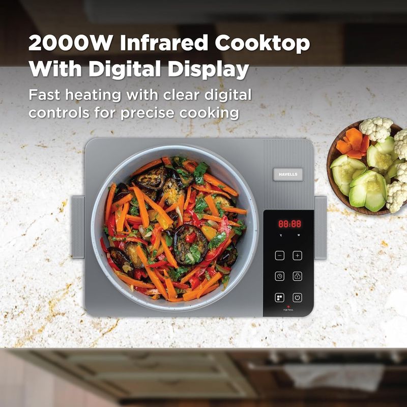 HAVELLS 2000W Infrared Cooktop (Grey) - Image 5