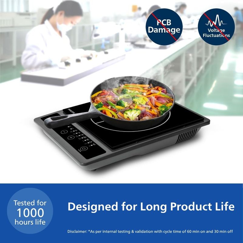 PHILIPS 1300 W इंडक्शन कुकटॉप पुश बटन (बहुरंगी, HD4934/00) - Image 4