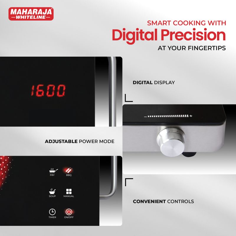 MAHARAJA WHITELINE 2200 W इंडक्शन कुकटॉप टच पैनल (काला, Infrared - Image 4