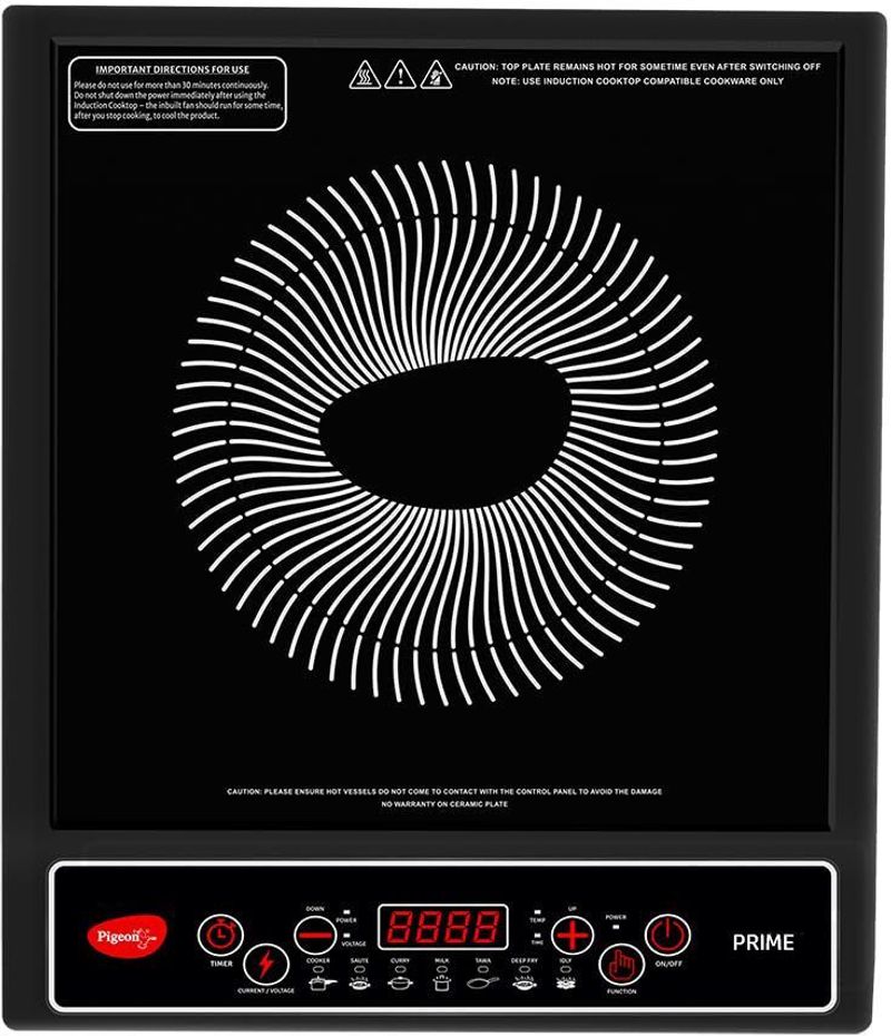 Pigeon 1800 W Induction Cooktop Push Button (Black, Prime Hanna 19003446)