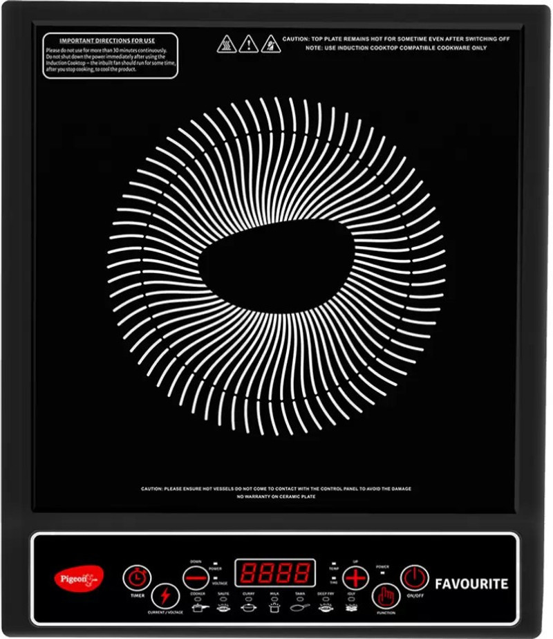 Pigeon 1800 W Induction Cooktop Push Button Black, Favourite
