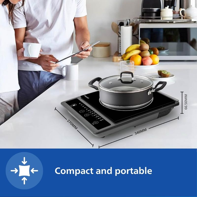 PHILIPS 1300 W इंडक्शन कुकटॉप पुश बटन (बहुरंगी, HD4934/00) - Image 6