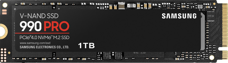 Samsung 990 Pro 1 TB Desktop Black PCIe NVMe Internal Solid State Drive (SSD) (MZ-V9P1T0B) Interface: PCIe NVMe, Form Factor: M.2