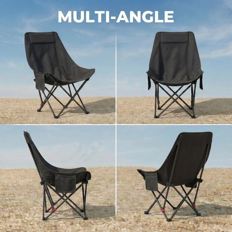 Roztocze Foldable Camping Chair with Backrest & Side Pocket - Image 3