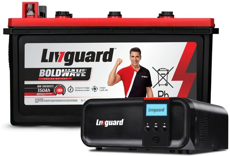 Livguard 30 Months Warranty Tubular Inverter Battery 150 Ah, Sineverter Pro 900VA/12V Sinewave LCD Inverter with Value Plus Short Jumbo