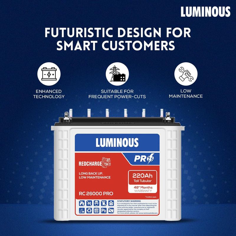 LUMINOUS 220 Ah Tubular Inverter Battery - Image 5