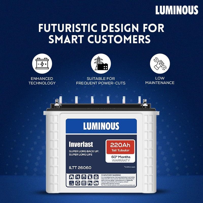 Luminous 220 Ah Tubular Inverter Battery - Image 5