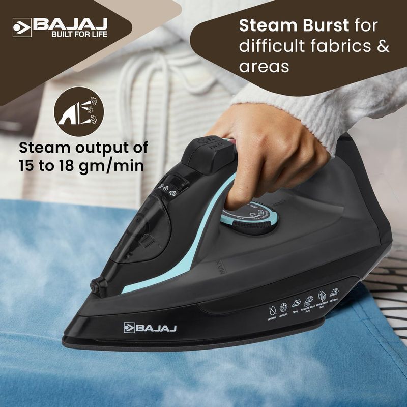 BAJAJ mx45 2000W Steam Iron (Black, Grey) - Image 6