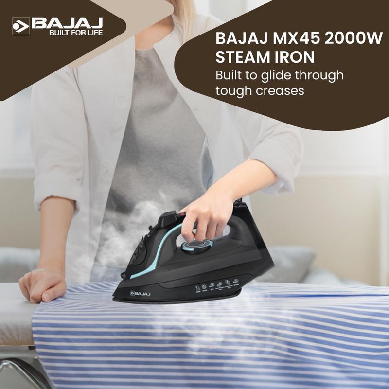 BAJAJ mx45 2000W Steam Iron (Black, Grey) - Image 5