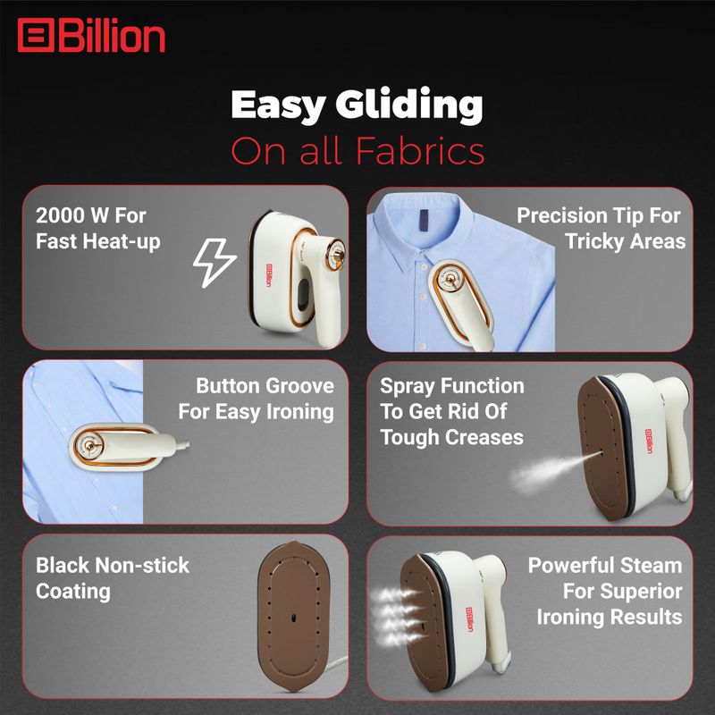 Billion Glide 1000W Garment Steamer White - Image 3