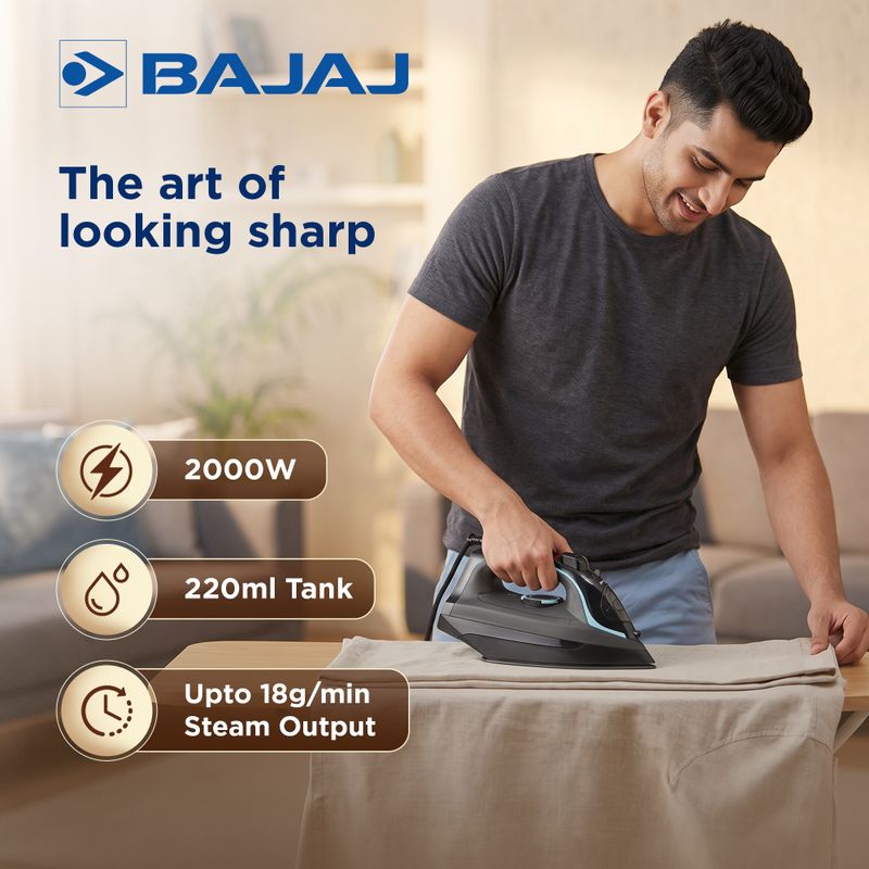 BAJAJ MX 45 2000W Steam Iron (Black & Grey) - Image 5