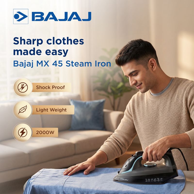 BAJAJ MX 45 2000W Steam Iron (Black & Grey) - Image 3