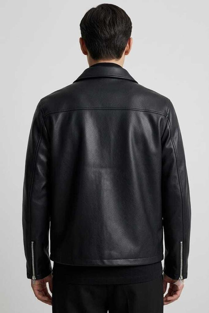 The Gratitude Men Solid Leather Jacket - Image 3