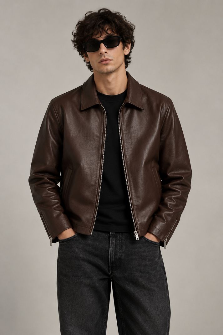 StyleNest Men Solid Leather Jacket - Image 2