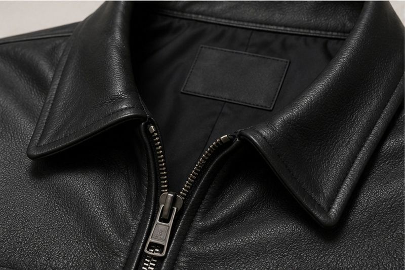 CRESIM Men Solid Leather Jacket - Image 5