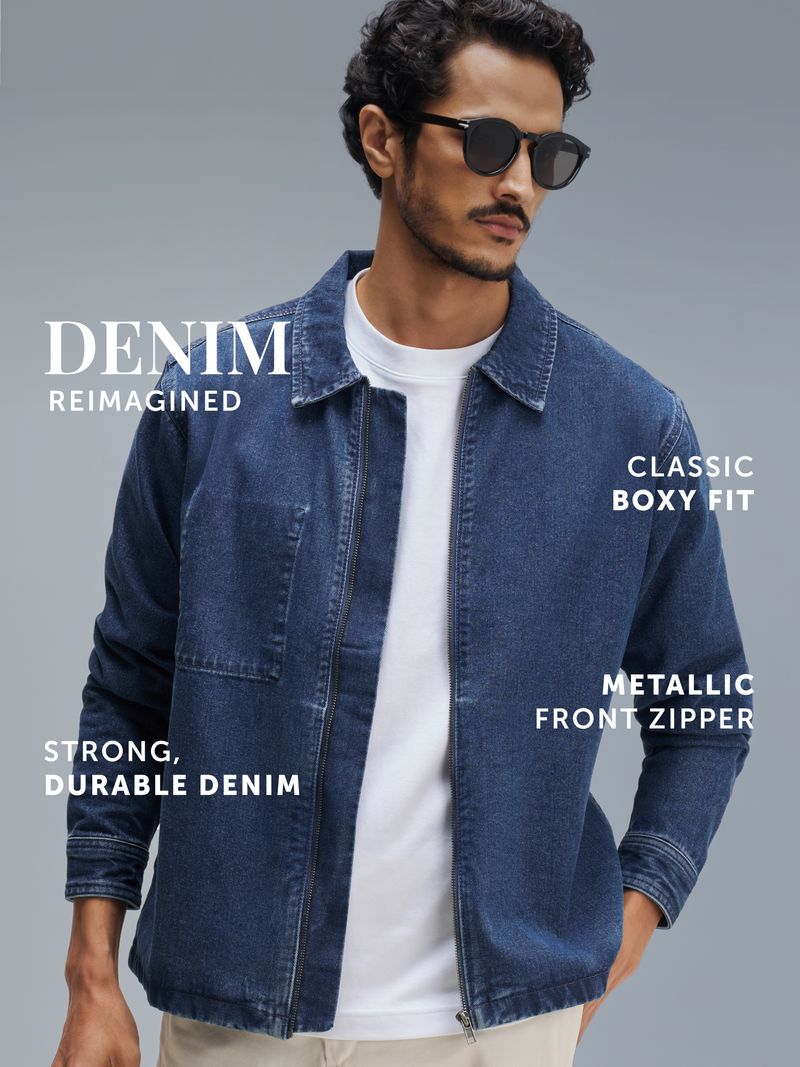 XYXX Men Solid Denim Jacket - Image 3