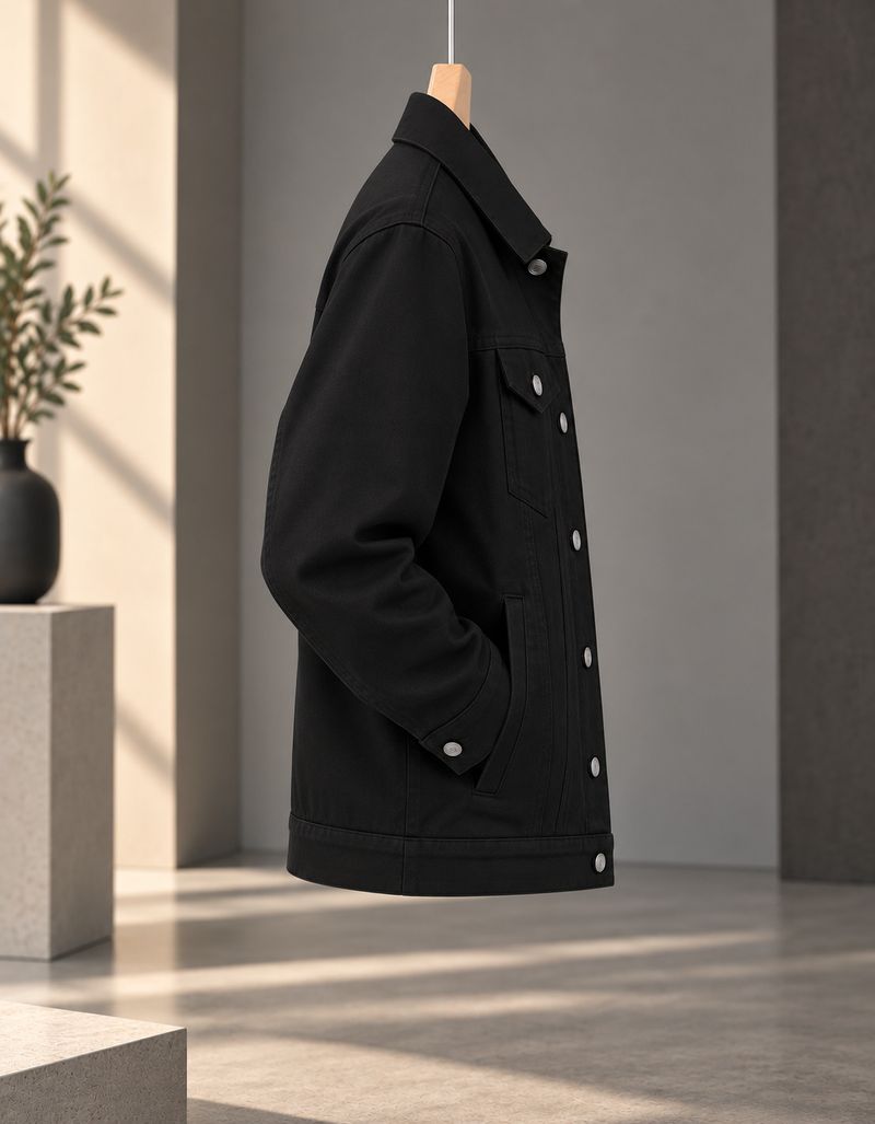 MONTREZ Men Solid Casual Denim Jacket - Image 3