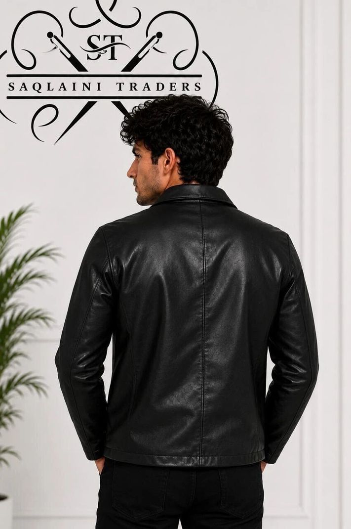 WLDBWO Men Solid Leather Jacket - Image 3