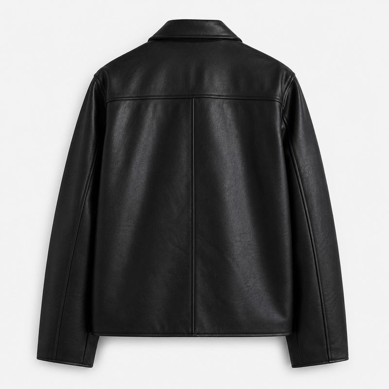 LIZBEE Men Solid Leather Jacket - Image 3