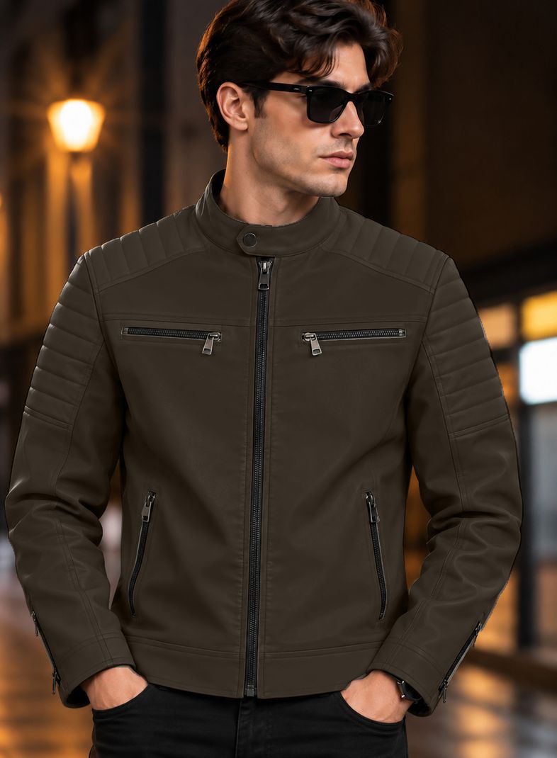 MOTREX Men Solid Leather Jacket - Image 5