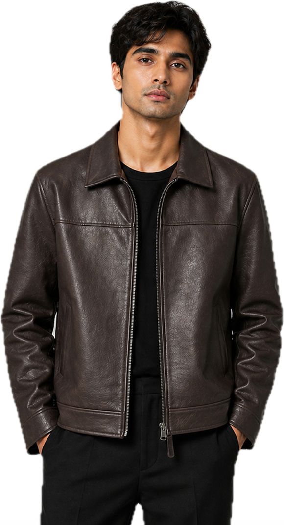 SAFAISION Men Solid Leather Jacket - Image 2