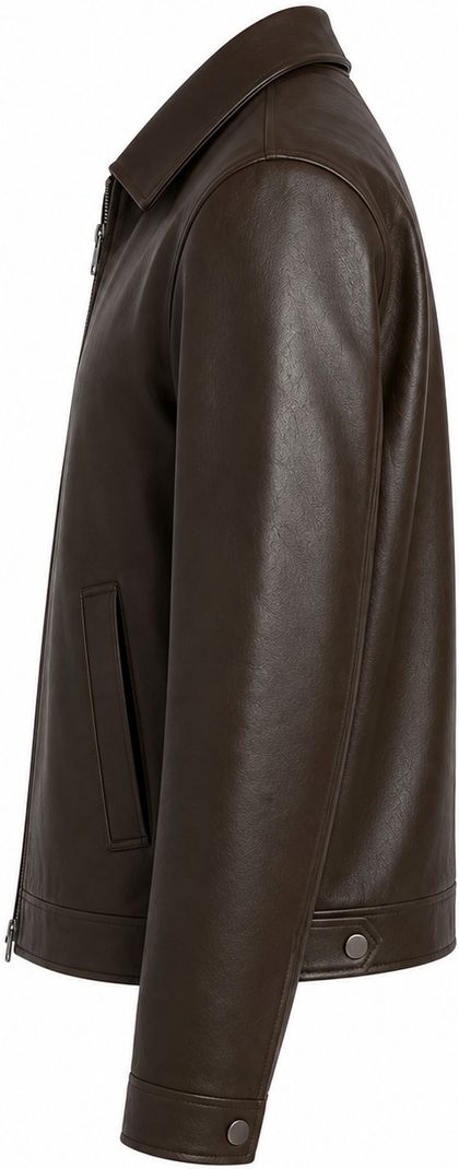 Zaraa Men Solid Leather Jacket - Image 4