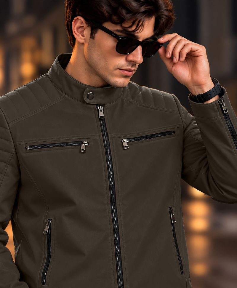 MOTREX Men Solid Leather Jacket - Image 4