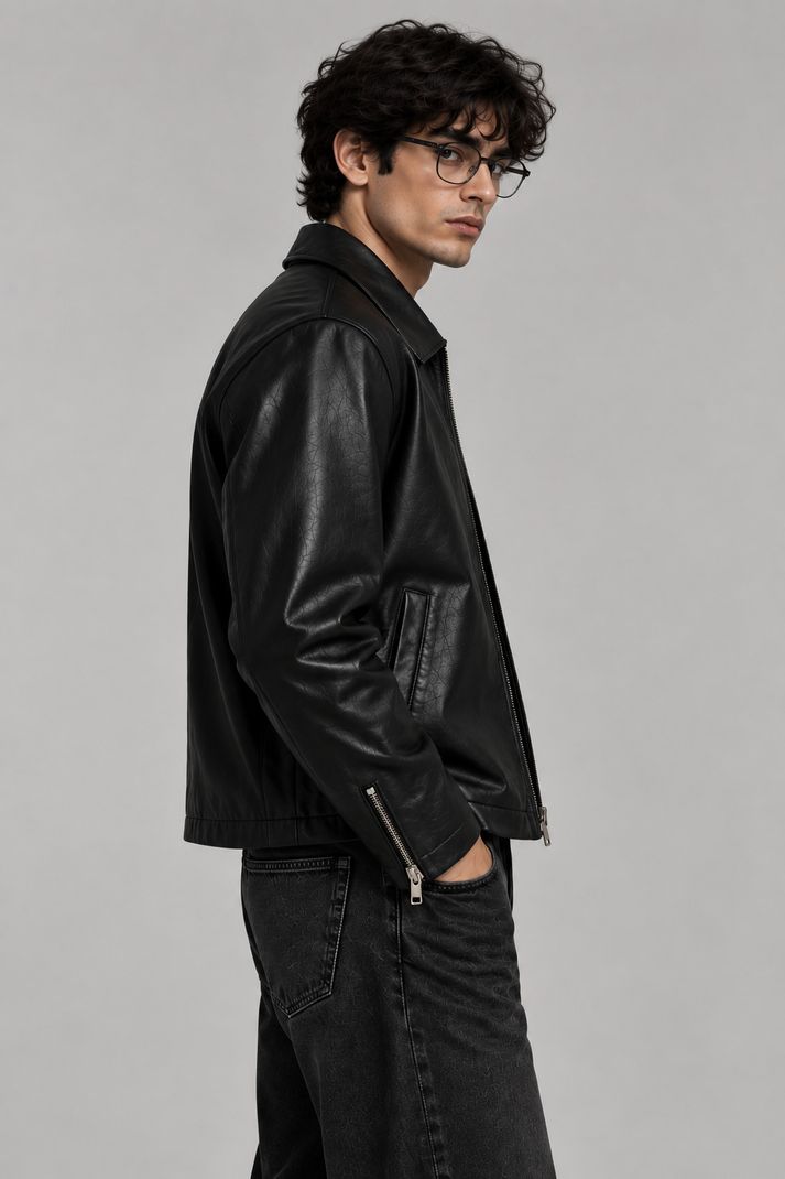 The Gratitude Men Solid Leather Jacket - Image 4