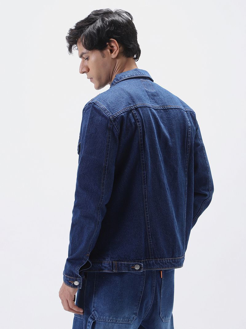 Men Washed Denim Jacket Blue - Image 4