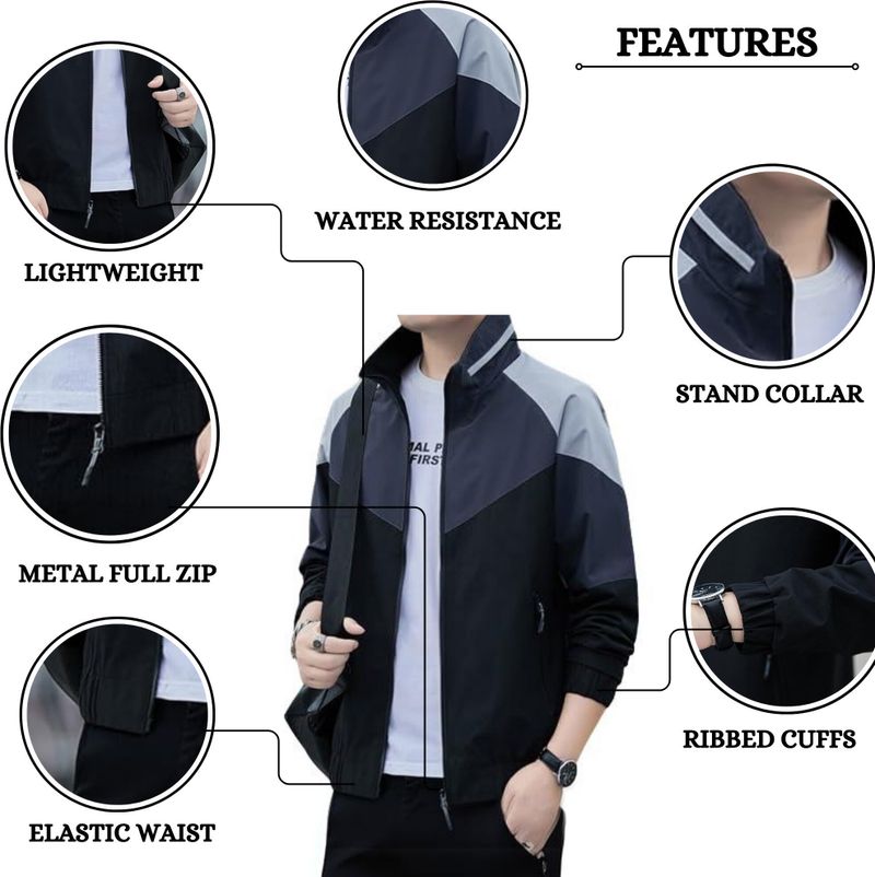 Men Colorblock Casual Jacket - Image 5