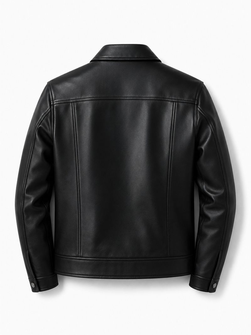 Qulvani Men Solid Leather Jacket - Image 3