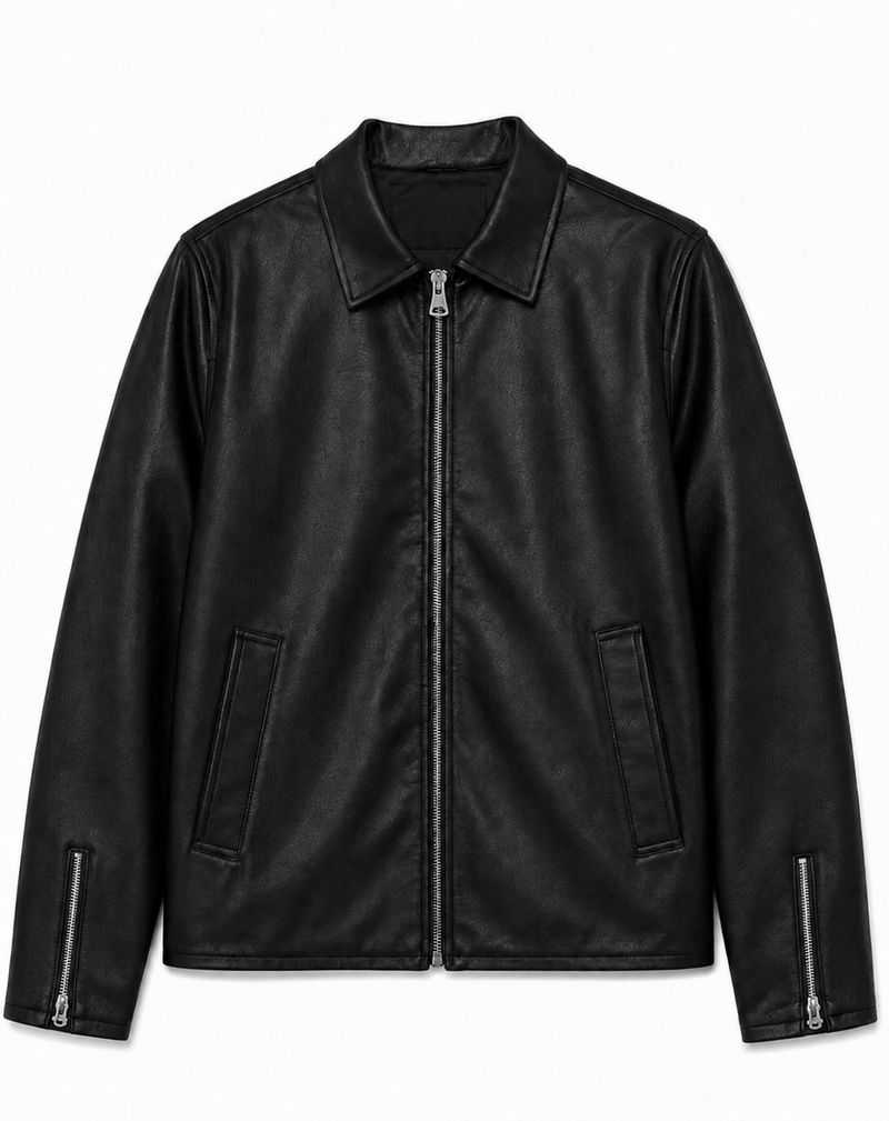 Azy Fabrics Men Solid Leather Jacket - Image 2
