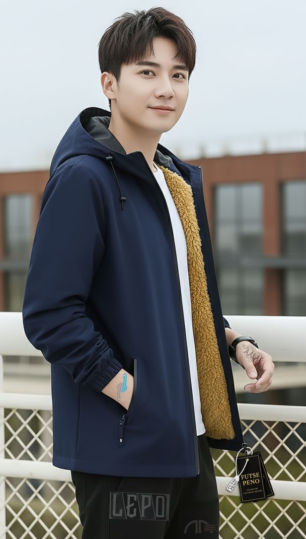 FUTSE PENO Men Striped Casual Jacket - Image 3