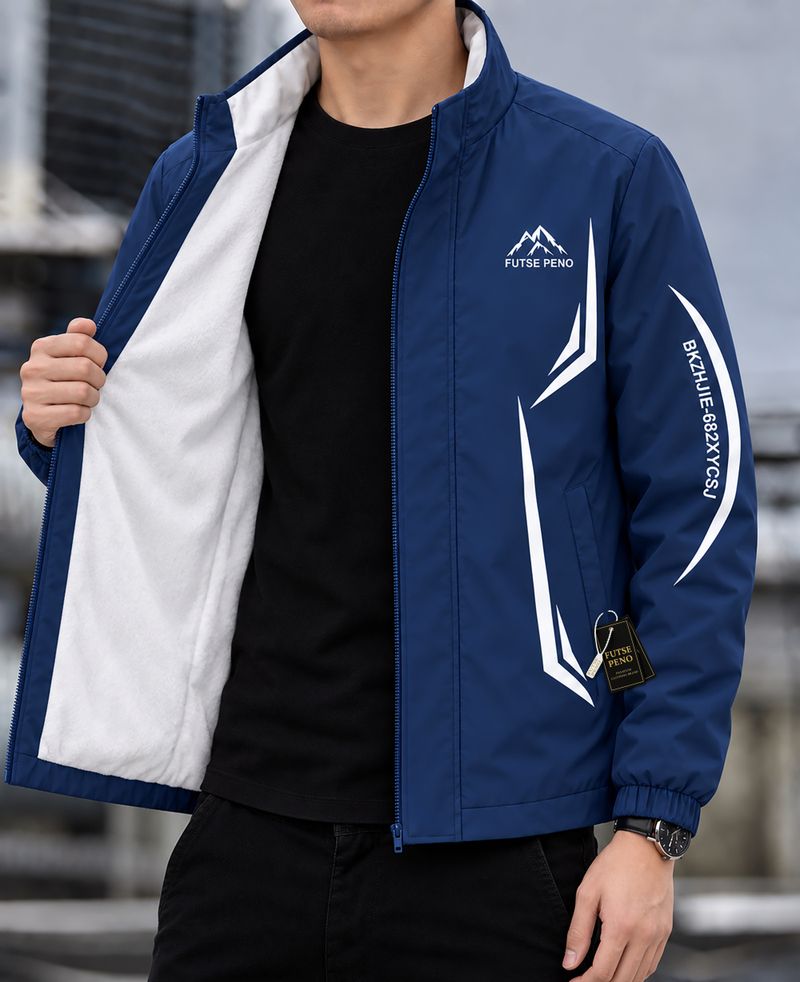 FUTSE PENO Men Printed Biker Jacket - Image 4
