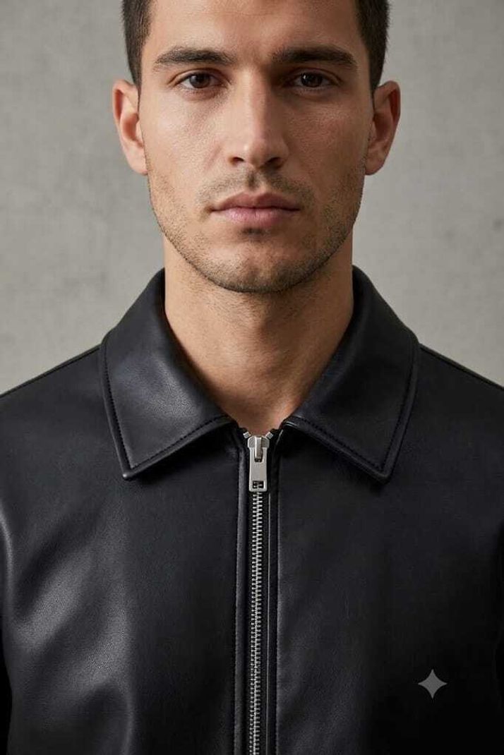 The Gratitude Men Solid Leather Jacket - Image 5