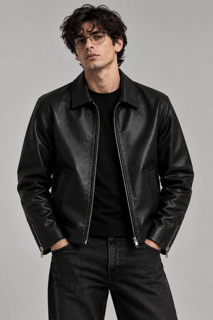 The Gratitude Men Solid Leather Jacket - Image 2