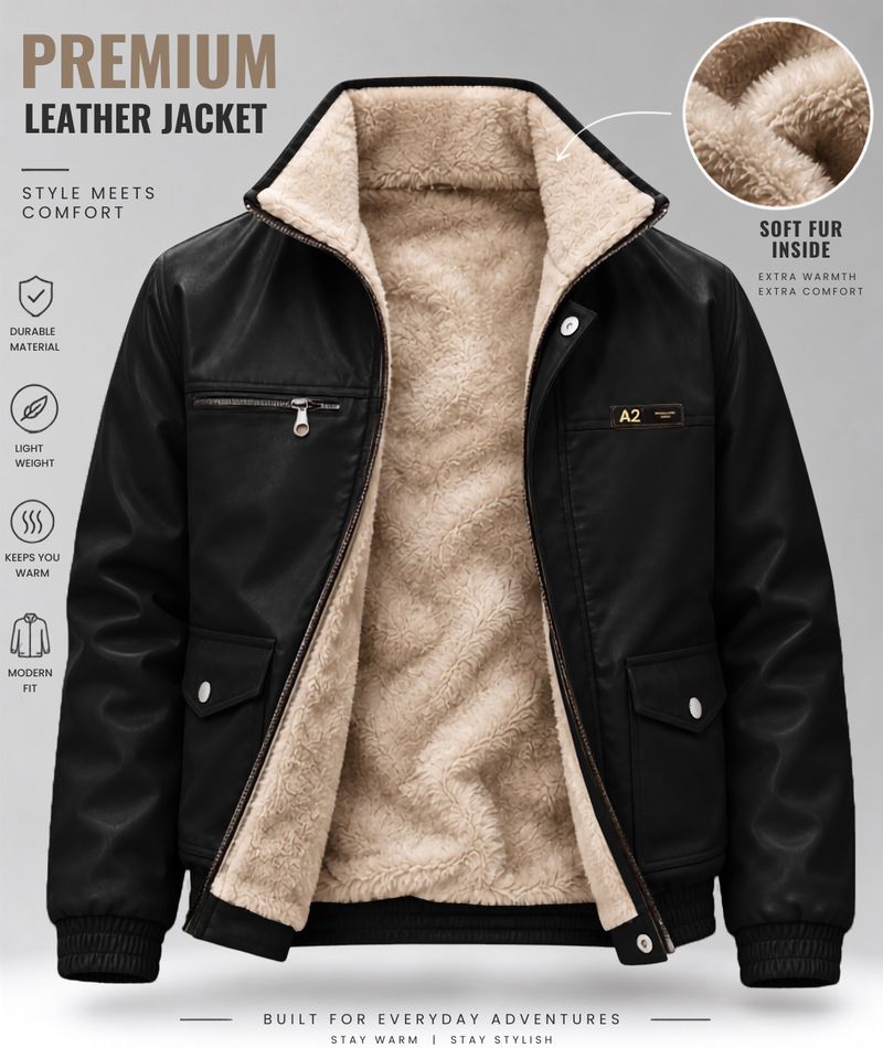 Plus91 Men Solid Leather Jacket - Image 5