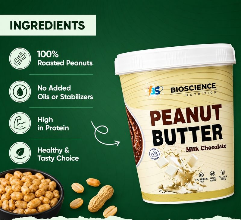 Bioscience Nutrition Peanut Butter Milk Chocolate (1 kg) - Image 5