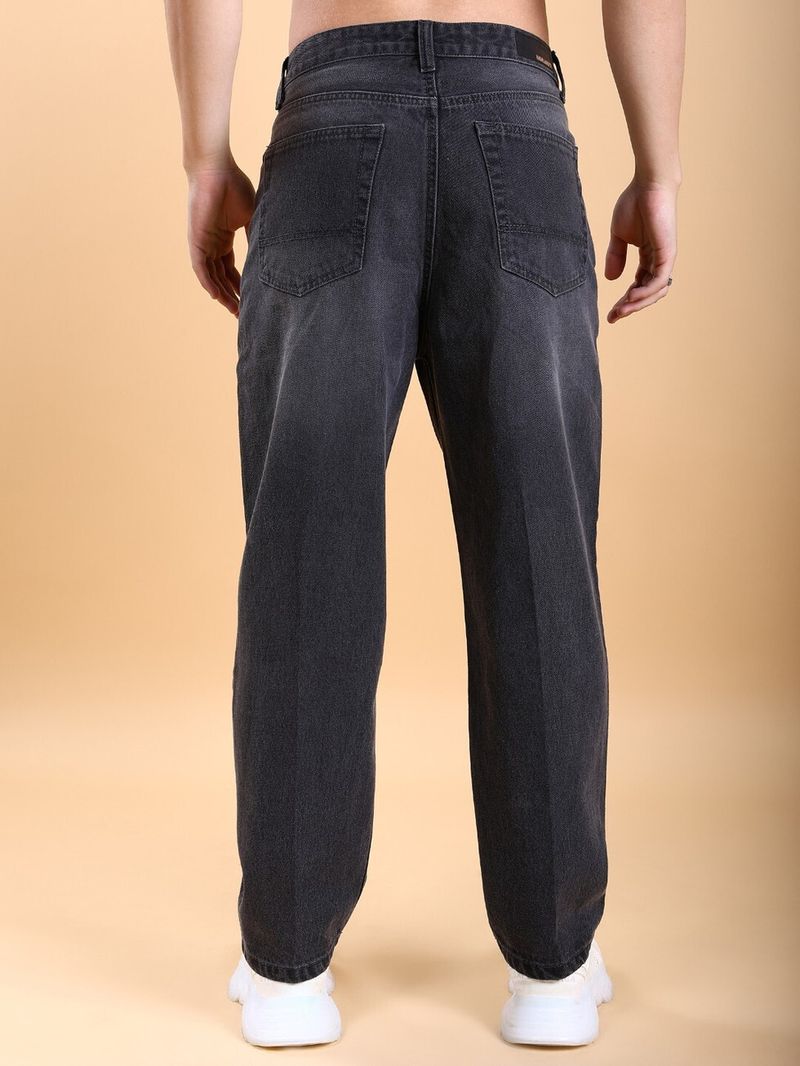 WILD OCEAN Men Baggy Fit Mid Rise Dark Grey Jeans - Image 3