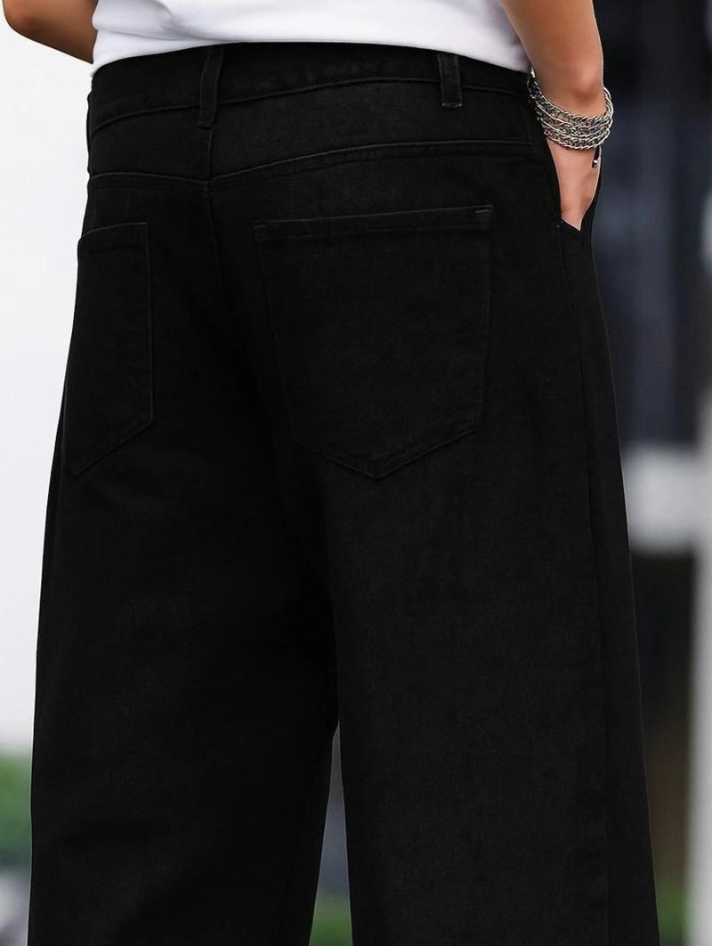 Denim Asia Men Loose Fit Mid Rise Black Jeans - Image 5