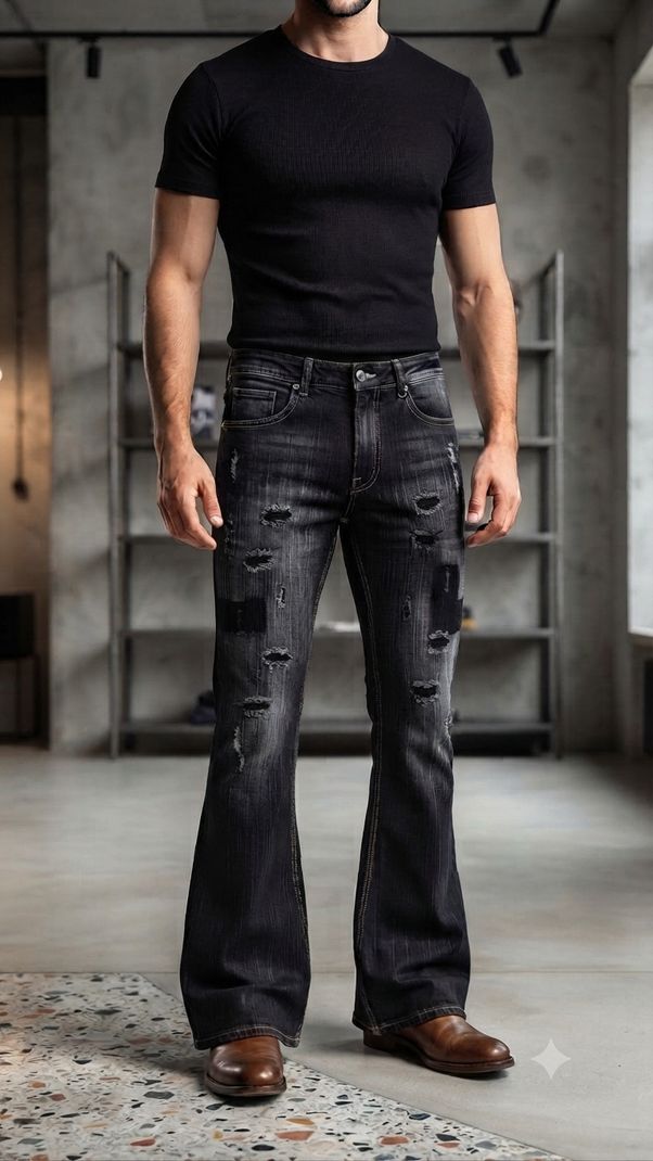 APJ GARMENTS Men Grey Boot-Leg Jeans - Image 2
