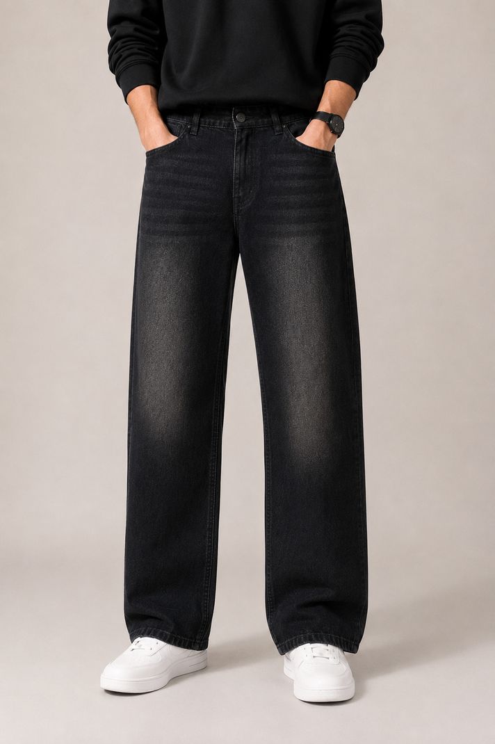 Z&G TRENDS Men Black High Rise Wide Leg Jeans - Image 5