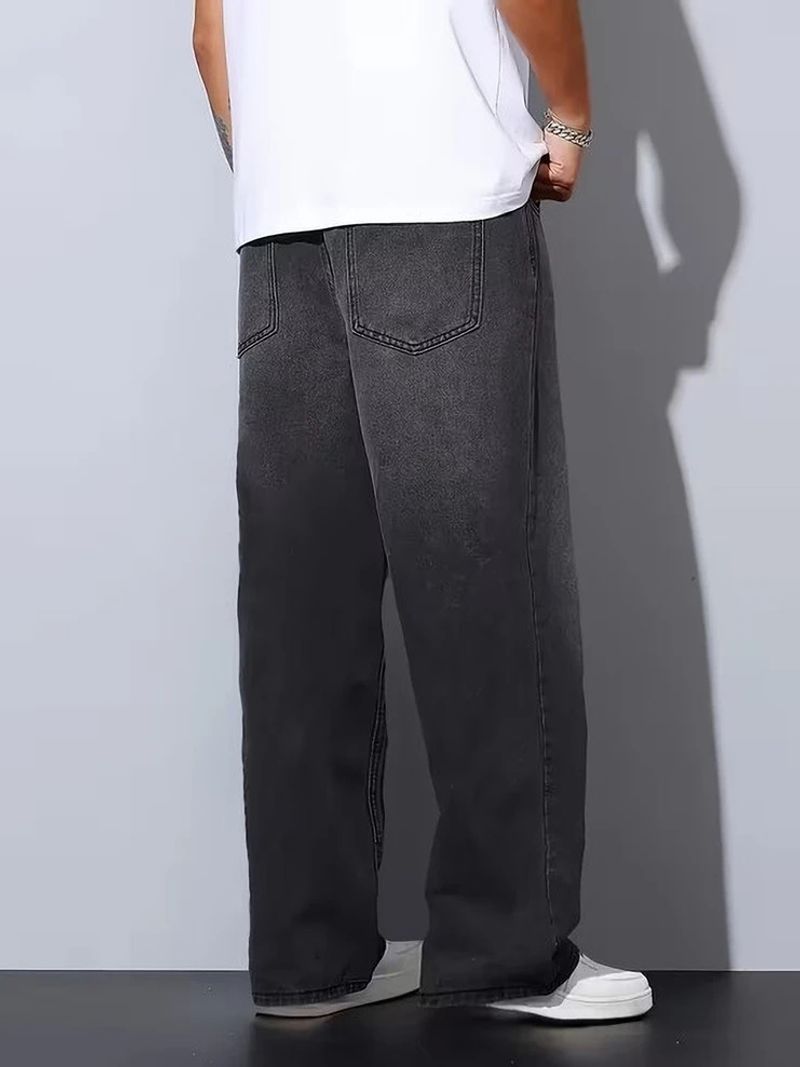 angerlook Men Baggy Mid Rise Dark Grey Jeans - Image 5
