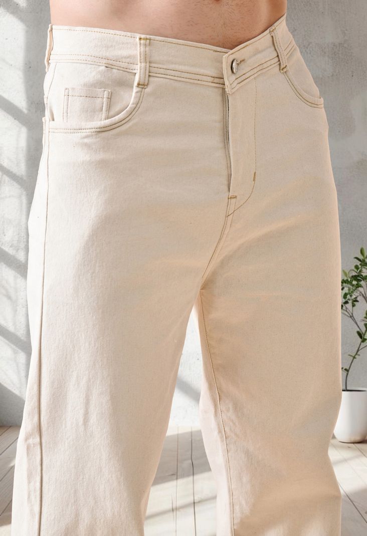 Fader Men Beige Loose Fit Mid Rise Jeans - Image 6