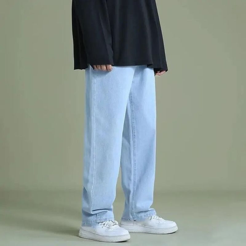 WAZWEAR पुरुषों के लिए स्ट्रेट फिट हल्का नीला जीन्स - Image 4
