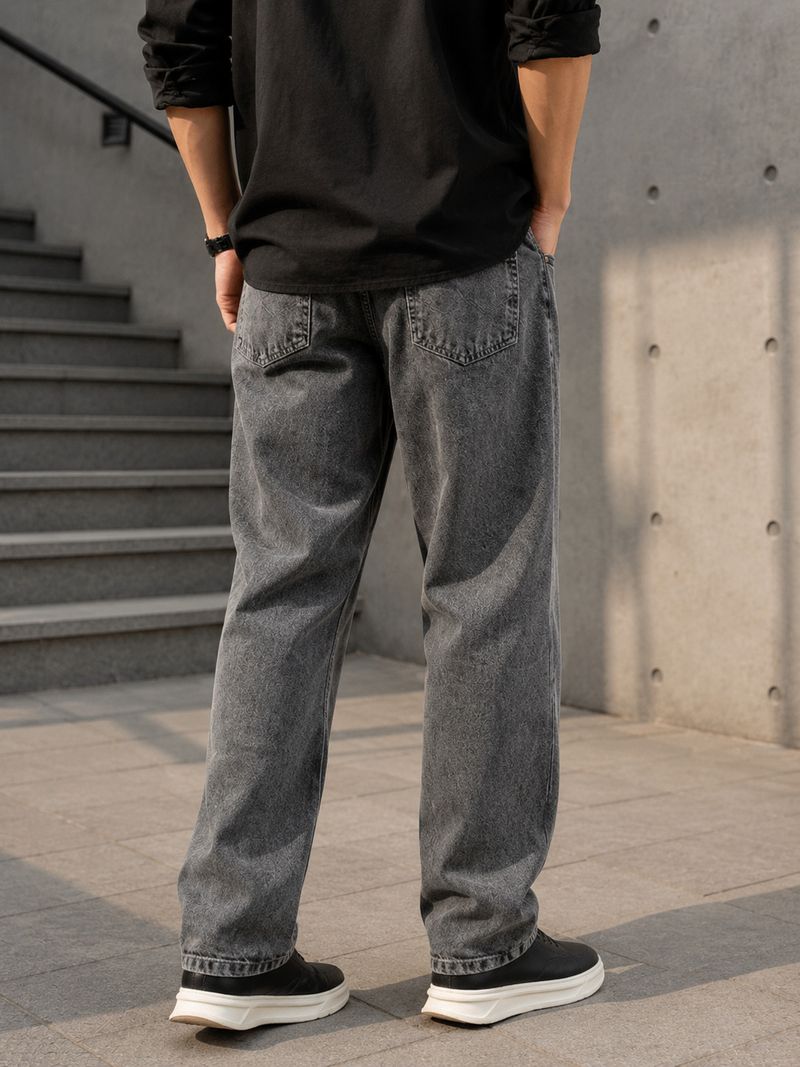 WAZWEAR Men Straight Fit Mid Rise Grey Jeans - Image 3