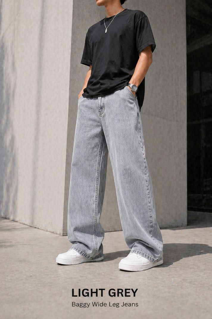 Yungistan Men Baggy Fit Mid Rise Grey Jeans - Image 6